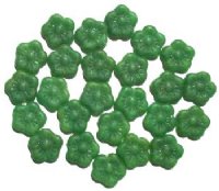 25 15mm Matte Dark Green Marble Flower Beads